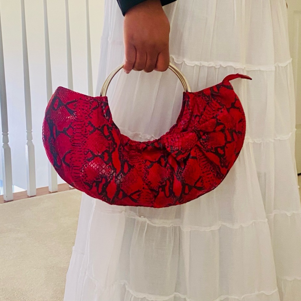Roca Wear Red leather print bag‼️